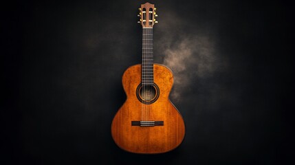 Obraz premium Classical Guitar on Dark Background: A Musical Still Life