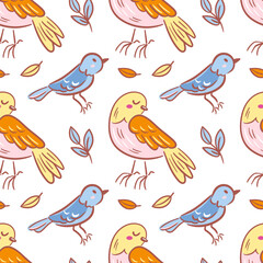 Charming birds adorn this seamless pattern in a playful sketch, bringing a whimsical touch to any design. Their delightful presence adds warmth and cheer, perfect for nature-inspired projects.