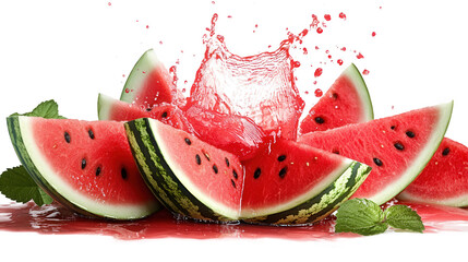 Refreshing Watermelon Slices with Splash