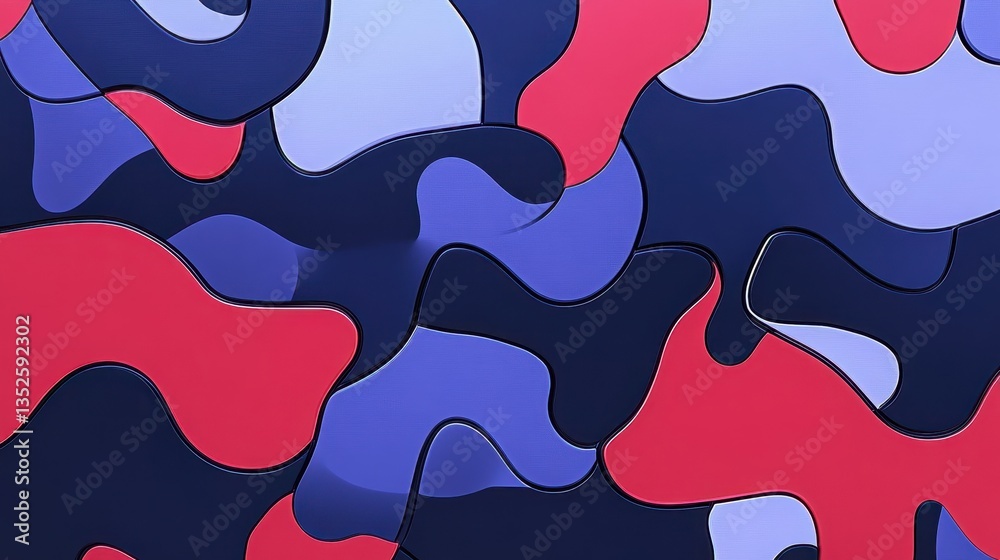 Poster Abstract colorful flowing shapes and curves creating a patterned background design