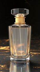 Beautiful perfume bottle with clear glass and gold accents