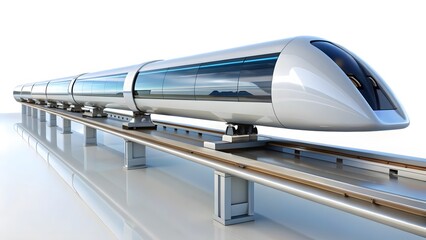 Futuristic High-Speed Train on Elevated Track