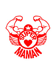 super maman bras muscle biceps tampon logo