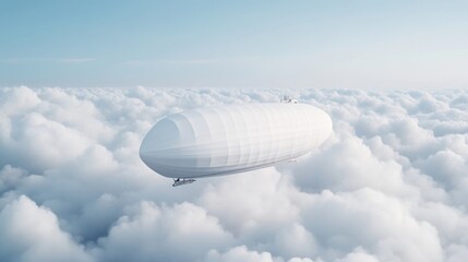 Obraz premium White airship soaring above fluffy clouds