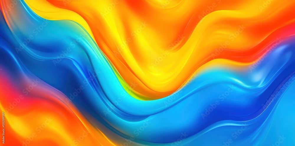 Poster A flowing and colorful abstract design with smooth wave patterns