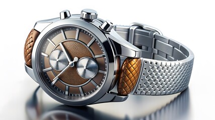 Fototapeta premium Men's Chronograph Wristwatch with Leather and Metal Band