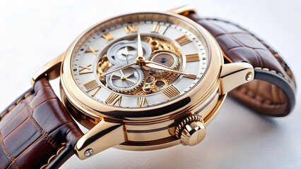 Fototapeta premium Luxury Automatic Wristwatch with Leather Strap