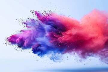 color powder splash frozen in motion on plain background, vibrant focal point, clean