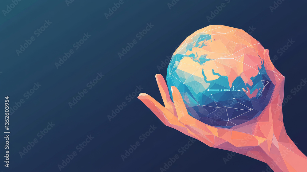 Poster digital technology security concept wireless connection of the global internet communication network
