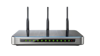 High-Speed Internet Router Modem with Antennas Isolated on Transparent Background