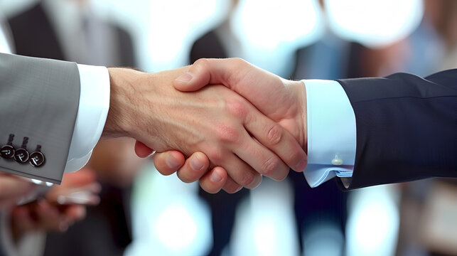 concept of a reliable partnership: a handshake of business partn Handshake Icon on Business and Finance Vector Background, Generative AI

