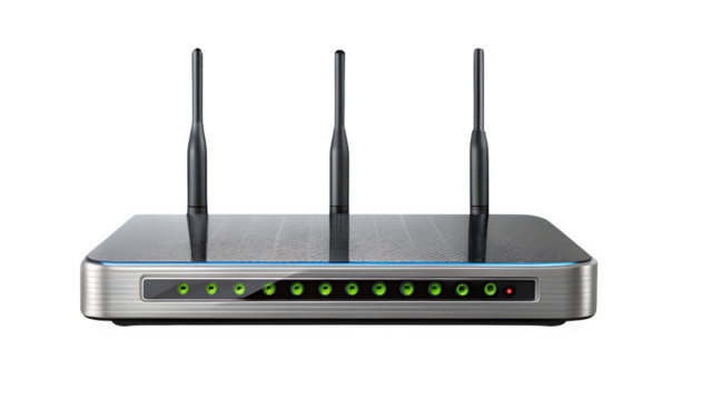 High-Speed Internet Router Modem with Antennas Isolated on Transparent Background