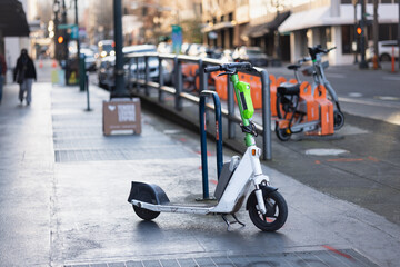 public electric scooter in the city © JohnPaul