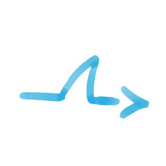 Blue Shark Arrow Depicting Movement Direction in a Stylized and Simplified Graphic Representation on a White Background