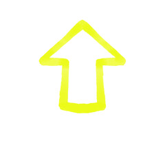 Thick Neon Yellow Upward Arrow Indicating Direction for Positive Movement and Growth in Various Contexts and Activities