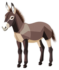 Obraz premium A Detailed Illustration Depicting A Standing Gray Donkey Isolated
