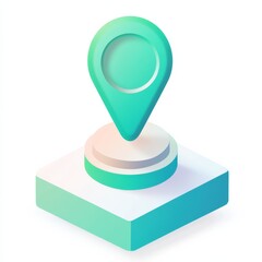 3D Render of a Location Pin on a Podium, Representing Position, Navigation, and Geographic Information Systems