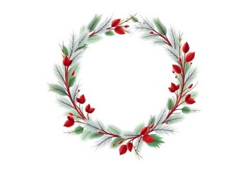 Elegant winter wreath design featuring stylized feather-like leaves, perfect for holiday decor, pattern, clipart