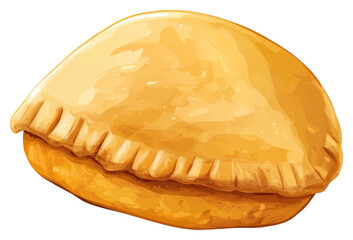 A delicious baked pastry food item presented as a watercolor illustration