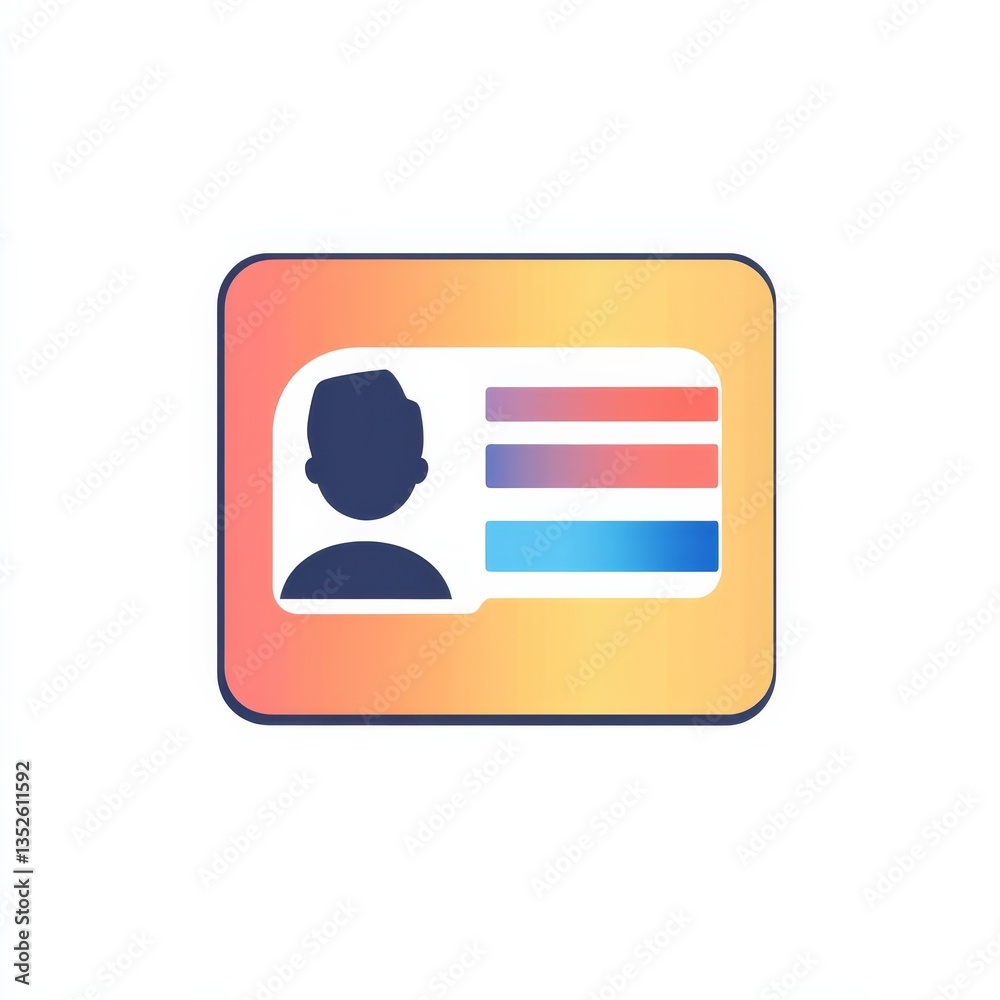 Aufkleber Digital Identity Card Icon with Gradient Design for Online Verification and Profile Representation
