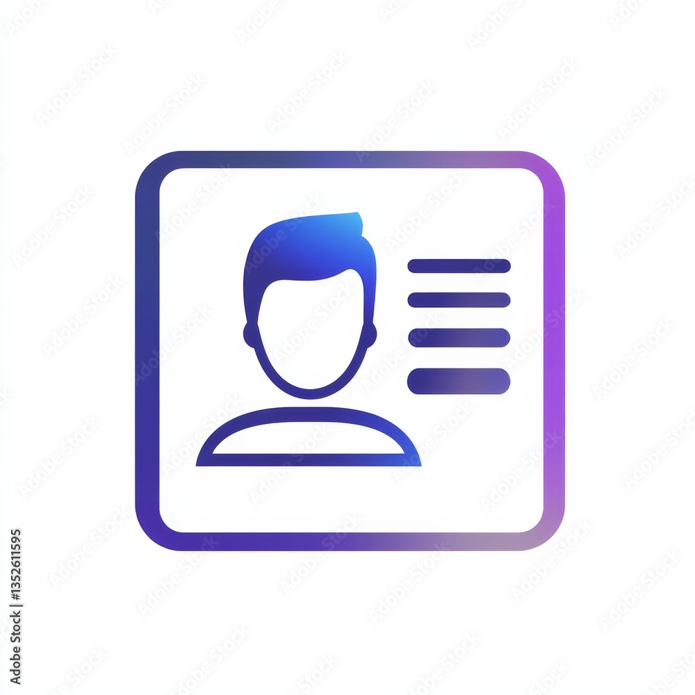 Poster Digital ID Card Icon with Rounded Edges and User Profile, Modern Minimalist Design 