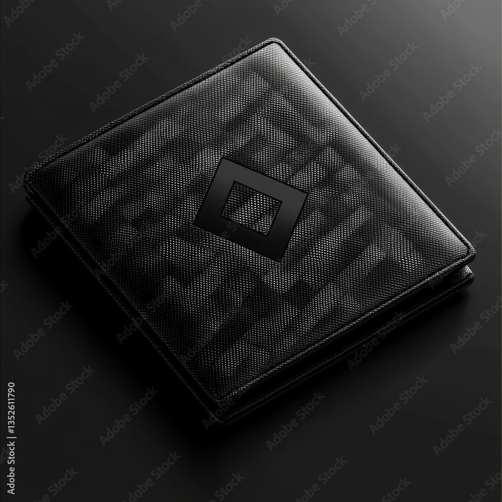 Poster Elegant Black Textured Folder with Square Accent: A Statement of Style and Organization in Dark, Sophisticated Design