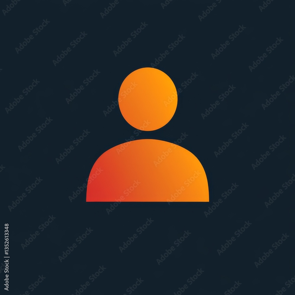 Aufkleber Orange User Icon on Dark Background with Gradient - Profile Placeholder Illustration