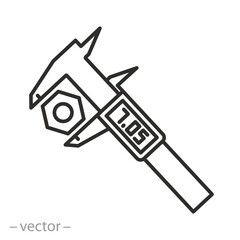 vernier caliper, calibration icon, slide gauge, thin line symbol on white background - editable stroke vector illustration