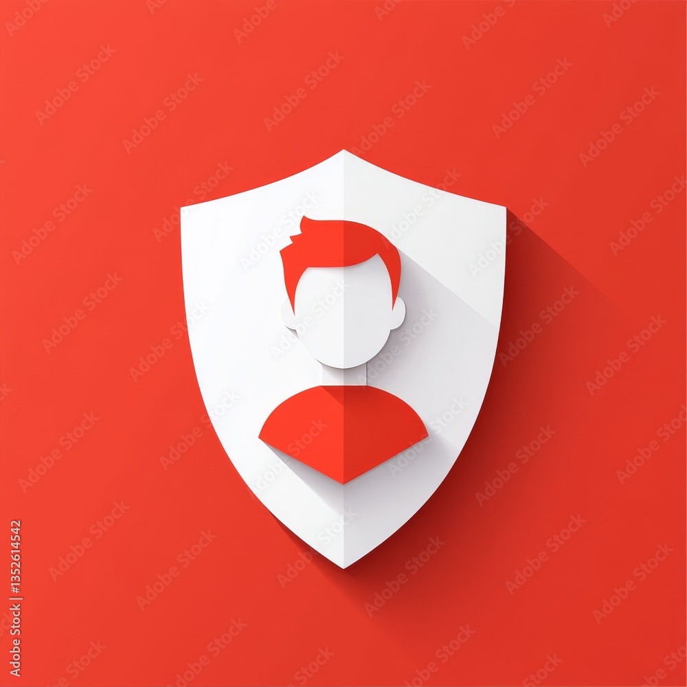 Poster User Privacy Shield: Protecting Personal Data and Information with a Secure White Shield on a Red Background