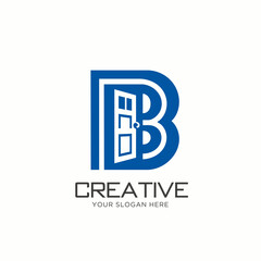 Minimal Letter B Logo Design with Door Concept