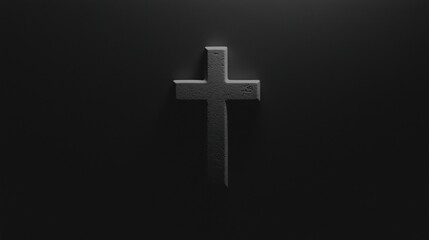 Obraz premium A simple white cross illuminated against a dark background, symbolizing faith and spirituality.