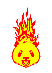 panda tete en flamme feu flame
