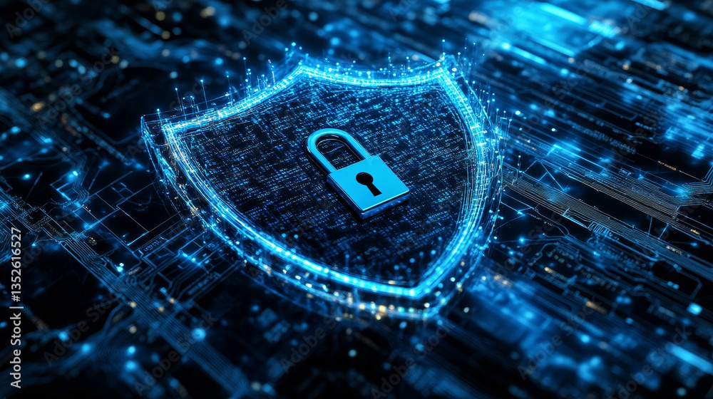 Poster data protection is a concept in cybersecurity and privacy technologies. there is a shield in the mid