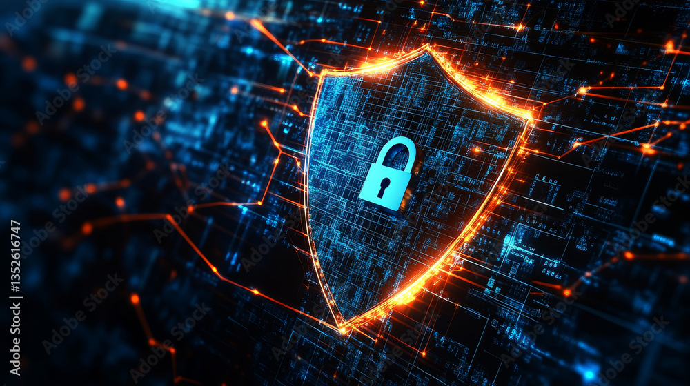 Poster data protection is a concept in cybersecurity and privacy technologies. there is a shield in the mid