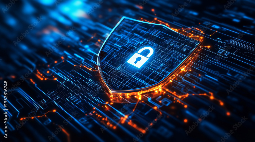 Poster data protection is a concept in cybersecurity and privacy technologies. there is a shield in the mid