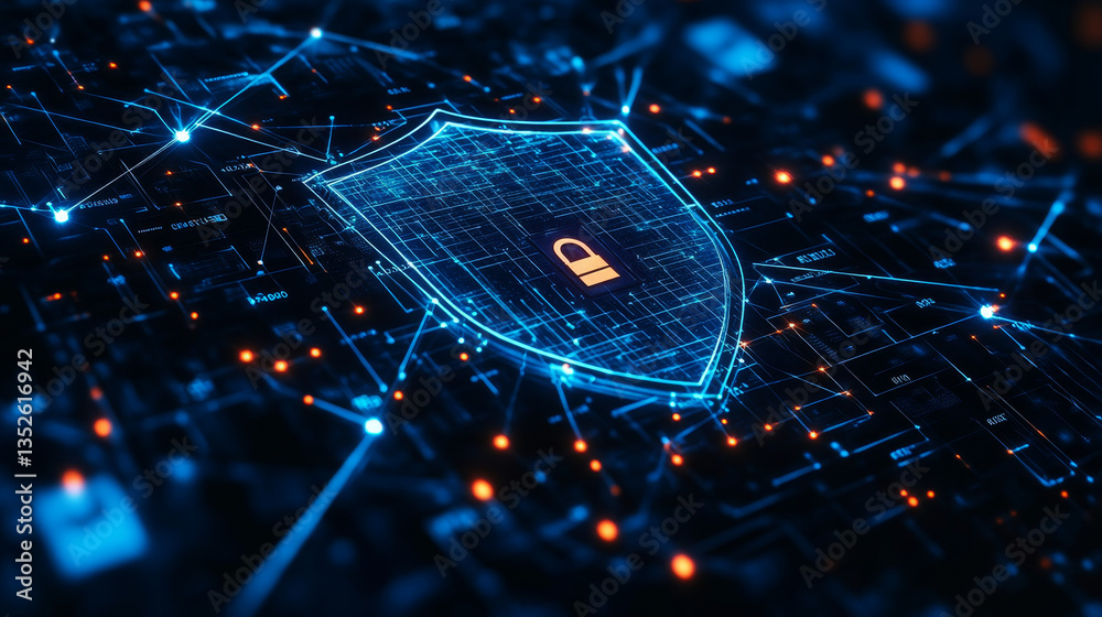 Poster data protection is a concept in cybersecurity and privacy technologies. there is a shield in the mid
