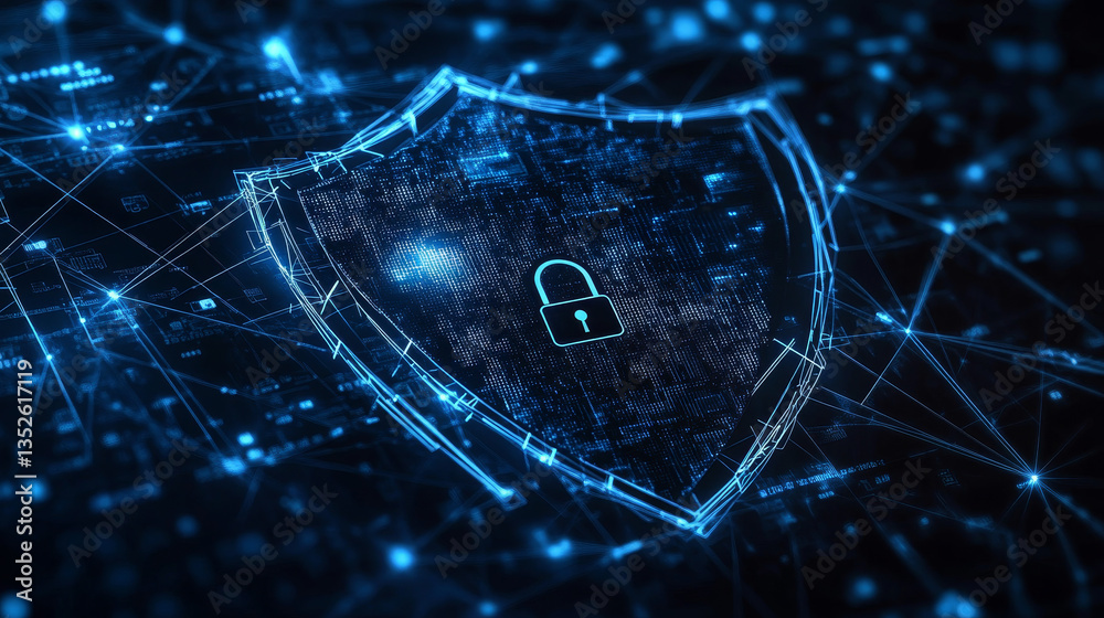 Poster data protection is a concept in cybersecurity and privacy technologies. there is a shield in the mid