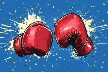 Animated Boxing Gloves in Action. Whimsical Character Battling with Cartoon Style Flair