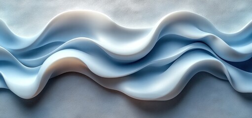 Fototapeta premium Abstract Blue Wave Forms: A Serene Study in Light and Shadow
