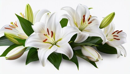 Obraz premium white lily flower bouquet isolated on transparent background