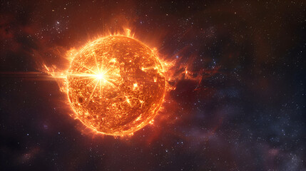 Obraz premium Deep outer space with stars and a strange planet with a gas and liquid atmosphere Space Image Generated by Computer Graphics, Generative AI