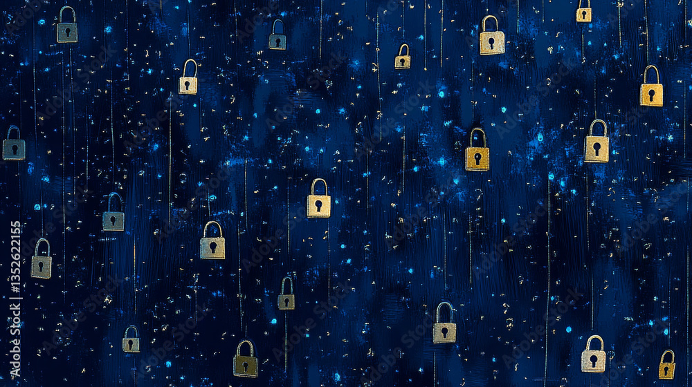 Poster data protection background is a concept in cybersecurity and privacy technology. small padlock binar