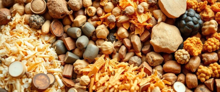 Close-up of various biomass feedstock samples for biofuel research, sample, investigation