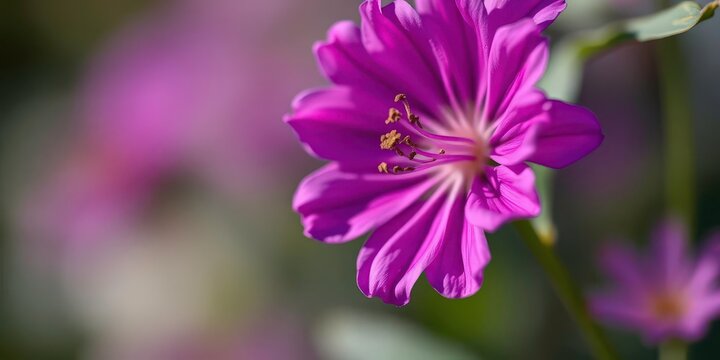 Close-up vibrant purple flower, delicate petals, soft focus background, spring, magenta