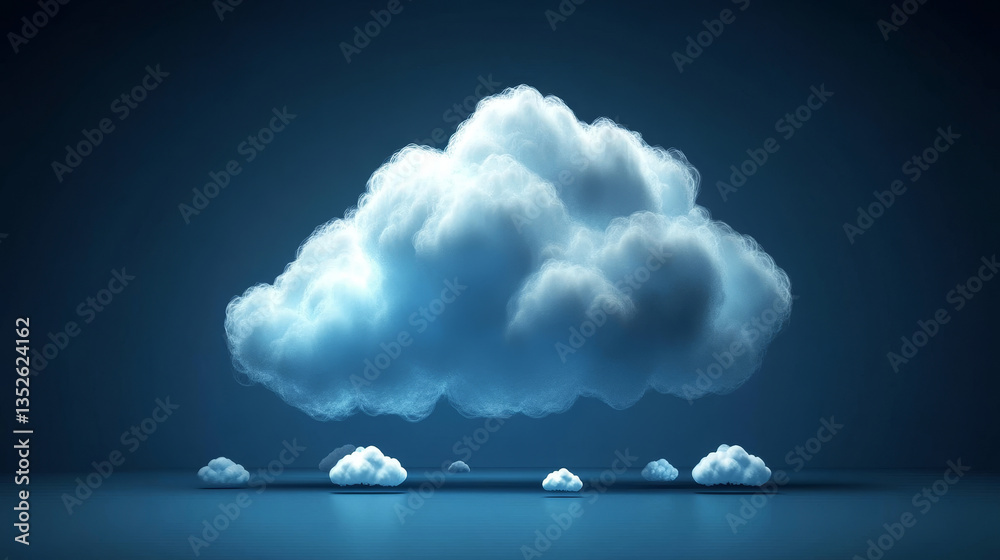 Poster cloud computing technology concept transfer database to cloud. there is a prominent large cloud icon