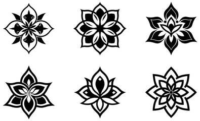 Abstract Floral Ornament Logo Icon Set