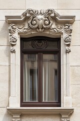Ornate window detail on a historic building facade