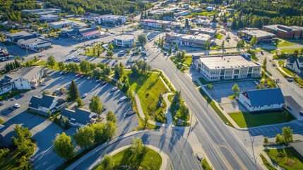Stunning Aerial Perspective of Palmer, Alaska: A Vibrant Summer Community Surrounded by Glaciers and Lush Farmland