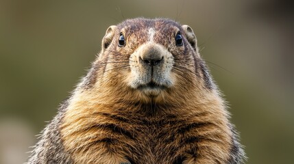 a cute groundhog looking at the camera 