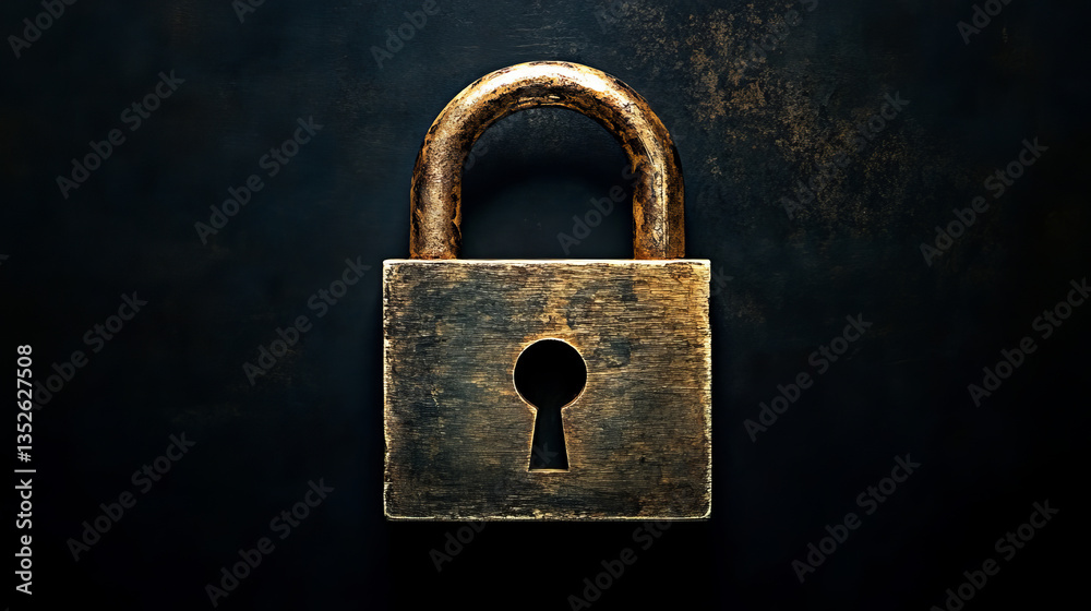 Poster padlock icon cyber security, digital data network protection, future technology digital data global 